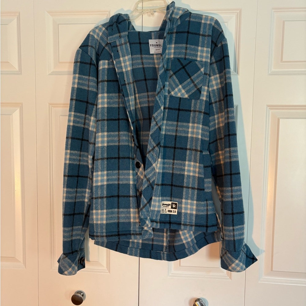 YoungLA Checkered Shirt in Blue and Tan